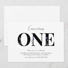 Invitation Florale minimale pour le premier annive