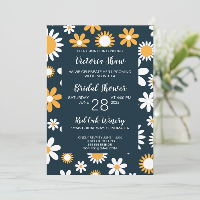 Invitation Florale moderne de douche nuptiale (Debout devant)