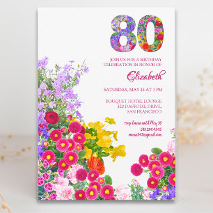 Invitation florale moderne pour fête d'anniversair