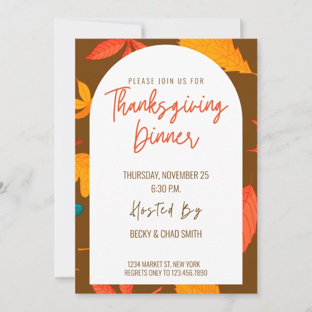 Invitation Florale moderne Thanksgiving Diner (Devant)