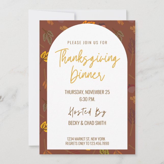 Invitation Florale moderne Thanksgiving Diner (Devant)