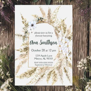 Invitation Florale Pampas Douche Grass