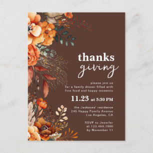 Invitation florale pour le dîner de Thanksgiving