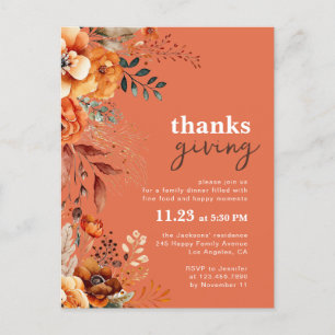 Invitation florale pour le dîner de Thanksgiving 