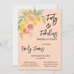 Invitation florale pour les 40 ans d'une femme