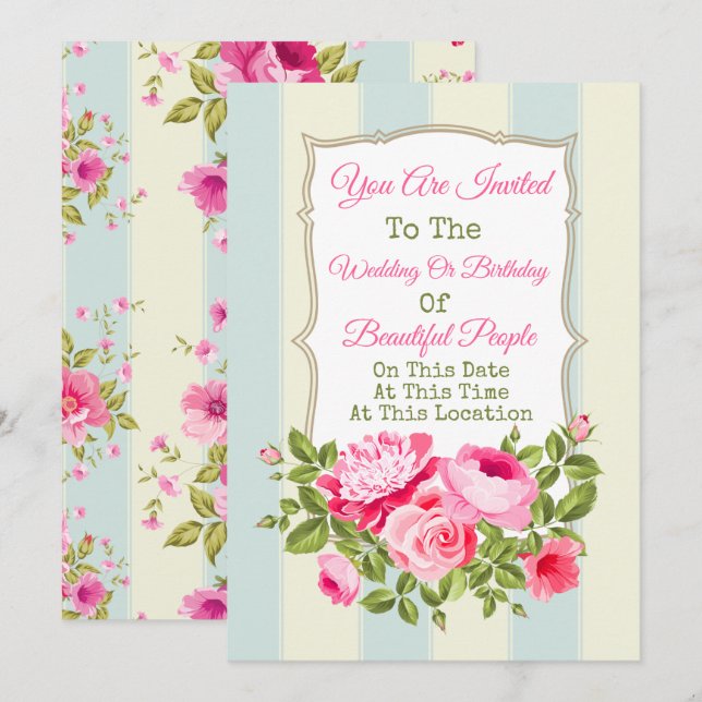 Invitation florale pour tout événement (Devant / Derrière)