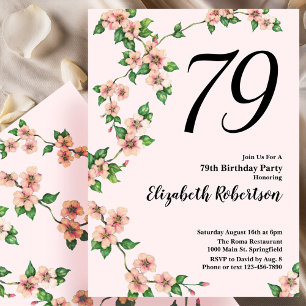 Invitation florale pour un 79e anniversaire en ros