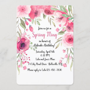 Invitation florale rose d'auvent