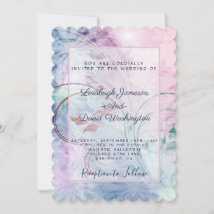 Invitation florale rose et bleue