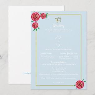 Invitation Florale Rouge moderne (Sikh Ek Onkar)