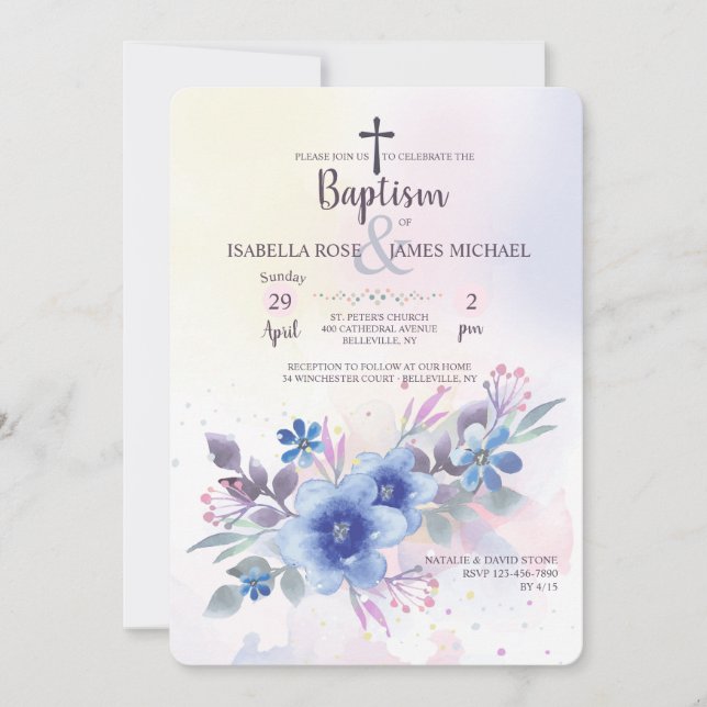 Invitation Florale Saphir (Devant)