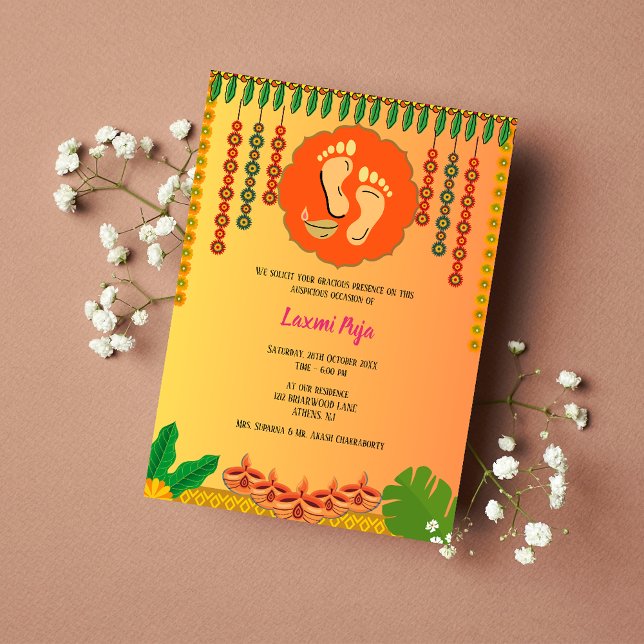 Invitation florale Shree Laxmi Puja (Créateur téléchargé)