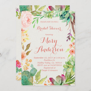 Invitation florale succulente de cactus d'or rose