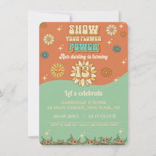 Invitation florale super rétro pour 13e anniversai