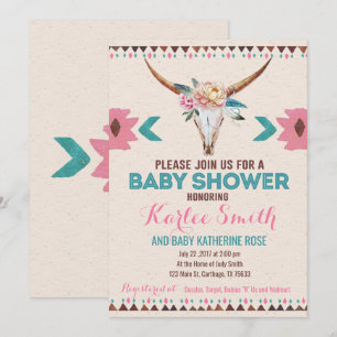 Invitation florale tribale de baby shower de Boho