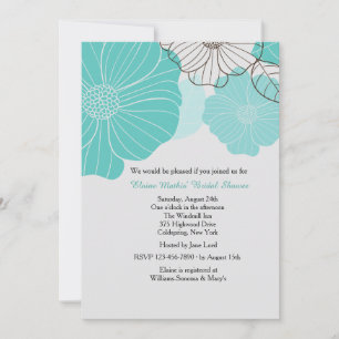 Invitation florale turquoise