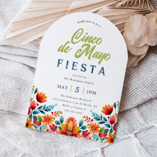Invitation florale vibrante pour la fête de Cinco 