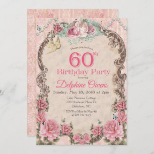 Invitation Florale vintage 60e anniversaire