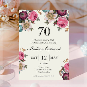 Invitation Florale vintage 70e anniversaire