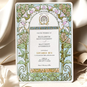 Invitation Florales bleues et bleues Art nouveau Mariage