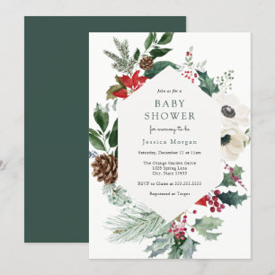 Invitation Florales d'hiver et Baby shower verdoyant Invitati