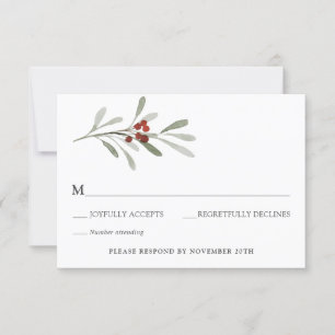 Invitation Florales d'hiver et mariage À feuillage persistant