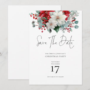 Invitation Florales d'hiver Poinsettia Noël Enregistrer la da