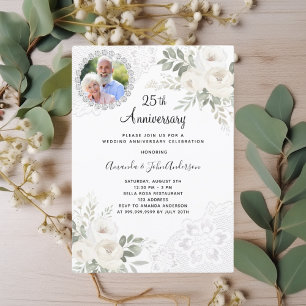 Invitation Florals photo 25e anniversaire du mariage