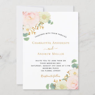 Invitation Floraux de couleur eau rose rose rose mariage