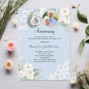 Invitation Floraux de diamants bleus 60e anniversaire de mari