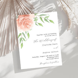 Invitation Floraux d'or rose verdure luxe mariage