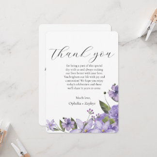 Invitation Floraux violets de lavande 50e Merci mariage