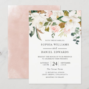 Invitation Flore blanche et blanche Élégante Mariage moderne