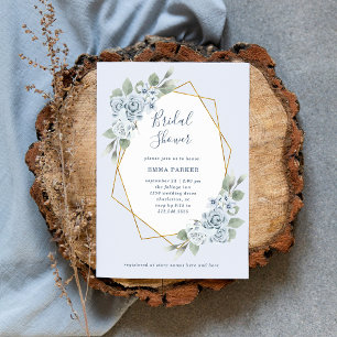 Invitation Flore bleu poussiéreux et Eucalyptus FÊTE DES MA
