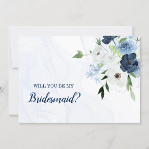 Invitation Flore Bleue Dusty Serez-Vous Ma Femme D'Accueil