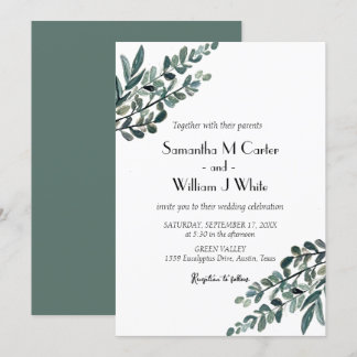 Invitation Flore botanique rustique Eucalyptus