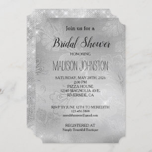 Invitation Flore de dentelle d'argent