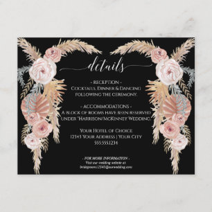 Invitation Flore de graminées du désert Boho Pampas et Mariag