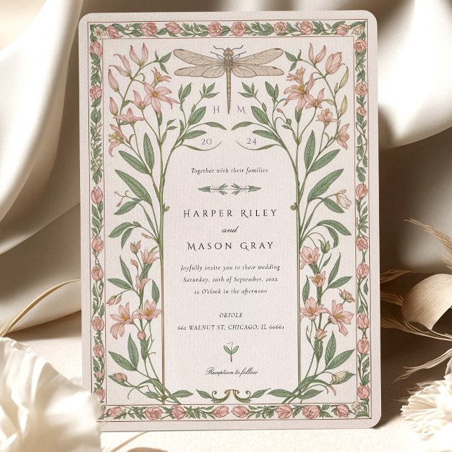 Invitation Flore de libellule de nouveau Mariage délicieuse (Créateur téléchargé)