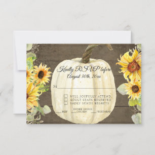 Invitation Flore de tournesol rustique Citrouille blanc Bois 