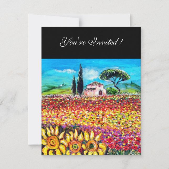 Invitation FLORE EN TOUSCANE/ Champs, Coquelicots et Tourneso (Devant)