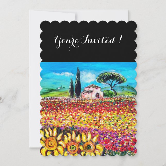 Invitation FLORE EN TOUSCANE/ Champs, Coquelicots et Tourneso (Devant)