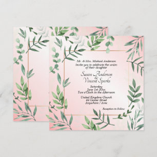Invitation Flore et faune élégantes Touche de Mariage rose