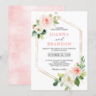 Invitation Flore flush or moderne Mariage de cadre géométriqu