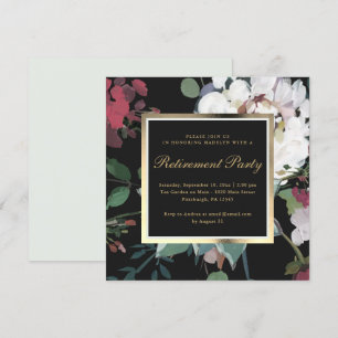 Invitation Flore foncée avec Faux Gold Frame Retraite