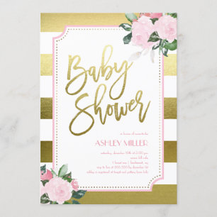 Invitation Flore Gold Faux Foil  Baby shower