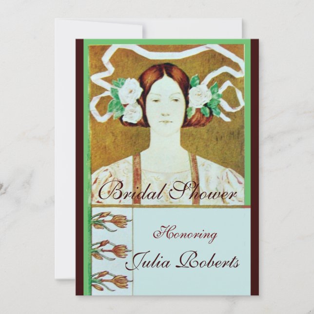 INVITATION FLORE /LADY AVEC ROSES BLANCHES FÊTE DES MARIÉES (Devant)