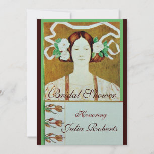 INVITATION FLORE /LADY AVEC ROSES BLANCHES FÊTE DES MARIÉES