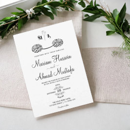 Invitation Flore noir et blanc minimum Mariage islamique Nika