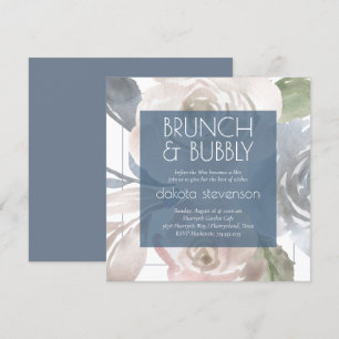 Invitation Flore poussiéreux Pastel Fumé Bubbly Brunch Douc